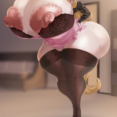 pokemon, cynthia (pokemon), cfpkosmodan, 1girls, ass bigger than head, ass bigger than torso, breast expansion, breasts bigger than head, breasts bigger than torso, bursting breasts, butt expansion, enormous ass, enormous breasts, growth, huge breasts