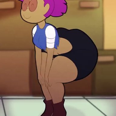 cartoon network, ok k.o.! let's be heroes, enid, n-kosi, 1girls, ass, ass clapping, big ass, big butt, boots, bottom heavy, bubble butt, clapping cheeks, closed eyes, clothed