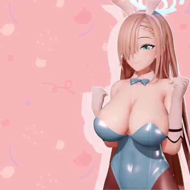 blue archive, seminar (blue archive), asuna (blue archive), asuna (bunny) (blue archive), yuuka (blue archive), ngon, animal ears, areolae, ass, begging, begging pose, big ass, big breasts, bouncing breasts, breasts