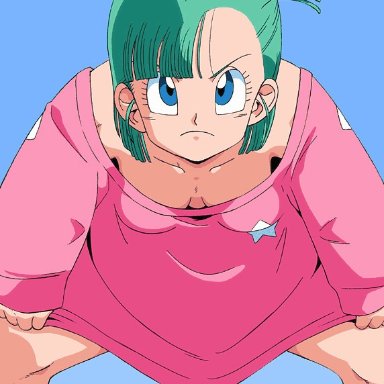 dragon ball, dragon ball (classic), bulma briefs, teenage bulma, old school academy, 1girls, blue eyes, blue hair, blush, breasts, dress lift, female, flashing, from below, navel