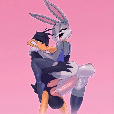 looney tunes, warner brothers, bugs bunny, daffy duck, bigdad, girok, 2boys, anal, anal sex, anatid, anseriform, anthro, anthro on anthro, anthro penetrated, anthro penetrating