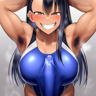 please don't bully me, nagatoro, hayase nagatoro, gloopai, 1futa, angry, angry face, armpit fetish, armpit hair, armpits, black hair, bulge, bulge through clothing, clenched teeth, earring, erect penis