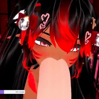 vrchat, kinky karma vr (character), kinky karma vr, 1girls, accessories, accessory, ass, ass bounce, ass shake, athletic, athletic female, bangs, big butt, black hair, blowjob