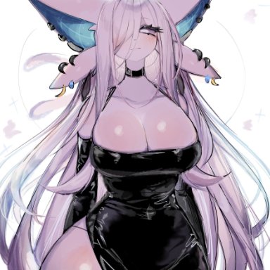 nintendo, pokemon, eeveelution, espeon, generation 2 pokemon, pok&#233;mon (species), usa37107692, 1girls, anthro, breasts, cleavage, dress, female, female only, furry