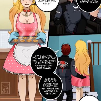 rooster teeth, rwby, adam taurus, yang xiao long, usagidraws, 1boy, 1girls, cum, cum in face, cum in mouth, fellatio, female, male, married couple, red hair