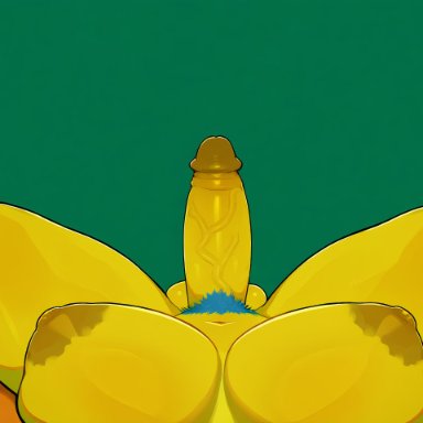 the simpsons, marge simpson, stable diffusion, whoram, 1futa, balls, ballsack, big balls, big breasts, big penis, blue hair, breasts, couch, dickgirl, futa only