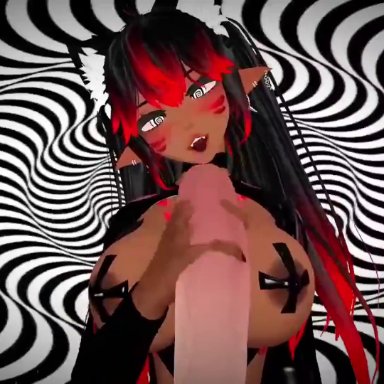 vrchat, kinky karma vr (character), kinky karma vr, 1boy, 1boy1girl, 1girls, accessories, accessory, ass, athletic, athletic female, bangs, black hair, bouncing breasts, breasts