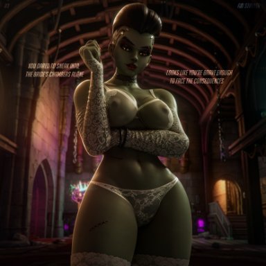 halloween, overwatch, overwatch 2, bride sombra, sombra, axistryker, 1girls, areolae, ass, big ass, breasts, breasts out, female, female focus, female only
