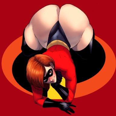 disney, the incredibles, elastigirl, helen parr, nero-undead, 1girls, big ass, big butt, brown hair, female, female focus, large ass, large butt, looking at viewer, short hair