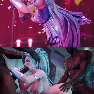 blacked, league of legends, seraphine (league of legends), currysfm, abs, areola, areolae, ass, ass focus, ass grab, ass up, big balls, big breasts, big penis, black body