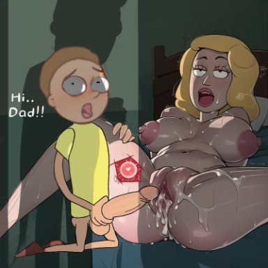 rick and morty, beth smith, morty smith, artist request, ahe gao, blonde hair, cuckold, cum in pussy, impregnation, inbreeding, incest, milf, mother and son, wtf