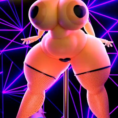 five nights at freddy's, five nights at freddy's 2, toy chica (cyanu), toy chica (fnaf), pervertguy341, animatronic, anthro, ass, big ass, big breasts, big thighs, breasts, covered nipples, covered pussy, fur
