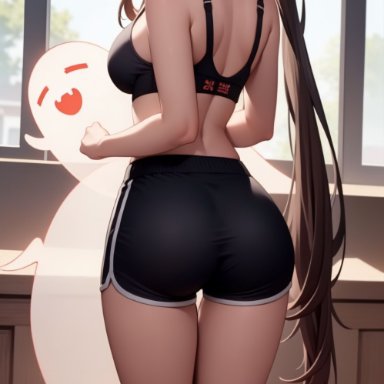 genshin impact, hoyoverse, mihoyo, hu tao (genshin impact), samsara ai, 1girls, asian female, ass focus, casual, dolphin shorts, female, female focus, female only, light skin, light-skinned female