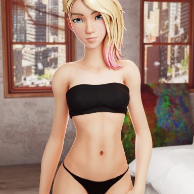 fortnite, marvel, spider-man (series), spiderverse, gwen stacy, darkbahamuth, petite, teenager, young, younger female, pinup