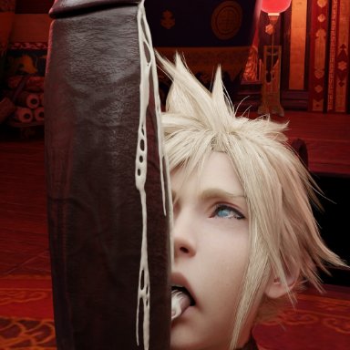 blacked, cloud strife, miamimiski, black penis, blonde hair, cum, femboy, gay, interracial, sissy, twink, yaoi, 3d