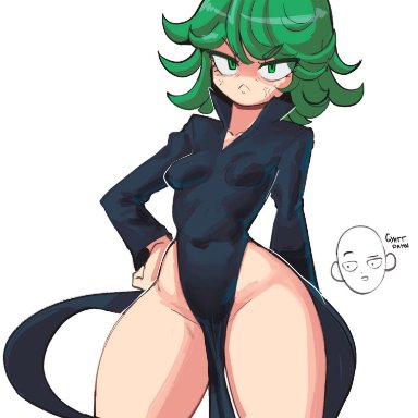 one-punch man, tatsumaki, nudiedoodles, 1girls, female, female focus, female only, green hair, short hair, solo female, solo focus, thick hips, thick thighs, wide hips, wide thighs