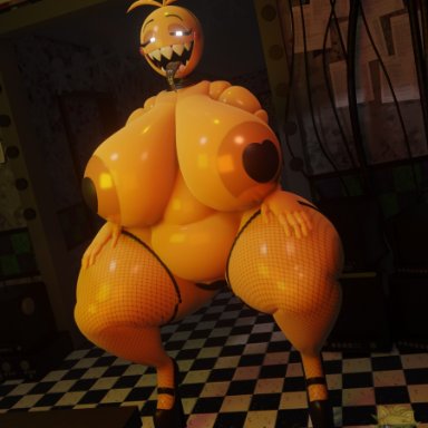 five nights at freddy's, five nights at freddy's 2, scottgames, toy chica (cyanu), toy chica (fnaf), cyanu, vxast, 1girls, animatronic, anthro, areola, areolae, ass, ass bigger than head, avian