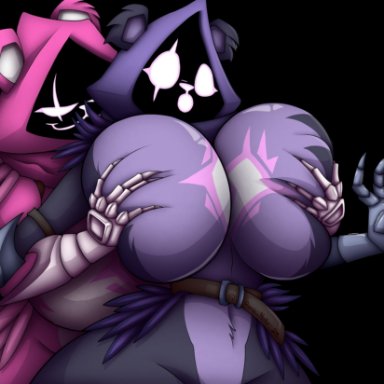 fortnite, fortnite: battle royale, raven team leader, randy &amp; nakrax (artist), revgelty, anthro, bear ears, big ass, big breasts, big butt, big thighs, breast grab, breast squeeze, furry, gauntlets