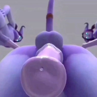 draenei, lizardsfm, 1girls, 3futas, animal genitalia, animal penis, balls clenching, balls deep, blowbang, blue skin, cock-tail, cum, cum in mouth, cum in throat, cum on face