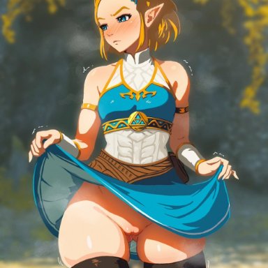 nintendo, tears of the kingdom, the legend of zelda, hylian, princess zelda, zelda (tears of the kingdom), glooz, 1girls, alternate costume, blonde female, blonde hair, blonde hair female, blue eyes, blush, choker