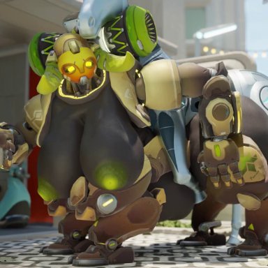 blizzard entertainment, overwatch, orisa, 1boy, 1girls, anal, anal sex, doggy style, feral, feral penetrating, horse, moaning, outdoor sex, outdoors, robot