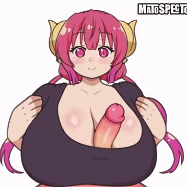 miss kobayashi's dragon maid, ilulu (dragon maid), matospectoru, 1boy, 1girls, big breasts, big penis, blush, blushing, ckedcres, female, female only, horns, huge breasts, large breasts
