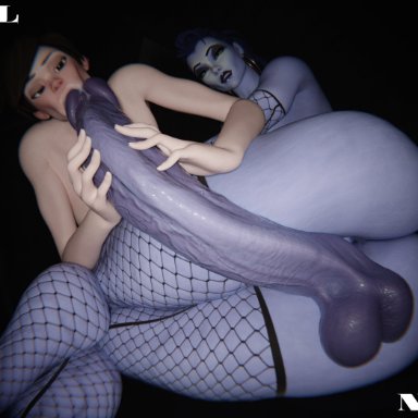 overwatch, tracer, widowmaker, nullus 02, futanari, large penis, penis, 3d, tagme