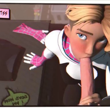 spider-man (series), gwen stacy, gwen stacy (spider-verse), delights, evilaudio, kassioppiava, 1boy, 1boy1girl, 1girl1boy, 1girls, blonde hair, blowjob, fellatio, female, light skin