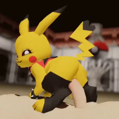 pokemon, cosplay pikachu, pikachu, pikachu libre, pokemon (species), kekitopu, anthro, pussy, riding penis, sex, vaginal penetration, 3d, 3d animation, animated, loop