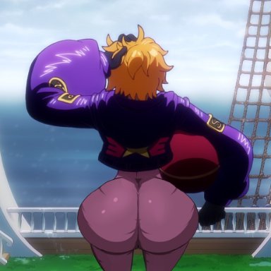 one piece, one piece: egghead arc, vegapunk lilith, nimebooty, 1girls, ass, ass focus, big ass, bubble butt, dat ass, dumptruck ass, huge ass, meaty ass, orange hair, slim waist