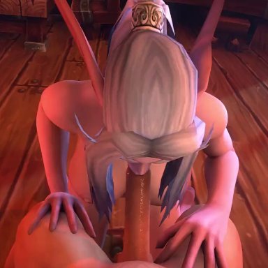 world of warcraft, night elf, nsfwarcraft, 1boy, 1boy1girl, 1girls, athletic female, blowjob, bouncing breasts, cheating husband, dark room, elf, fellatio, human, human male