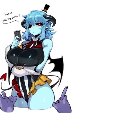 original, docu (doppel), opaluva (character), doppel, opaluva, ..., 1boy, 1girls, ass, big breasts, black sclera, blue hair, blue skin, blush, card