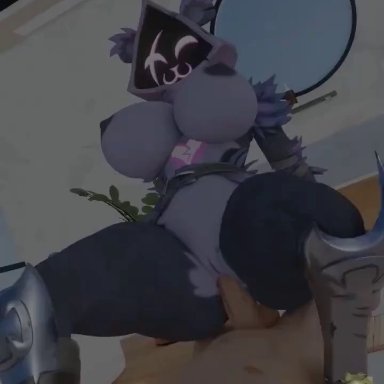 fortnite, raven team leader, s1nnerfox, vxast, 1boy, 1girls, anal, areolae, big breasts, big penis, breasts, female, furry, large breasts, male