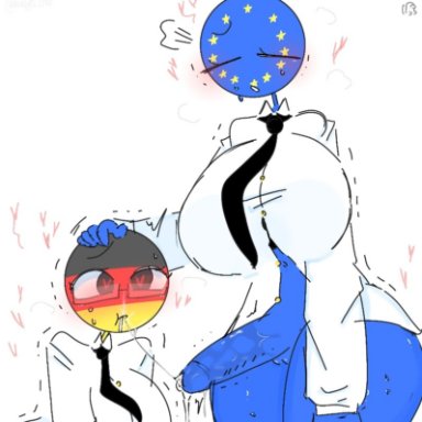 among us, countryhumans, countryhumans girl, crewmate (among us), european union (countryhumans), germany (countryhumans), kak0yt0 chel, 1futa, 1girls, after sex, ass, big ass, big breasts, big girl, big penis