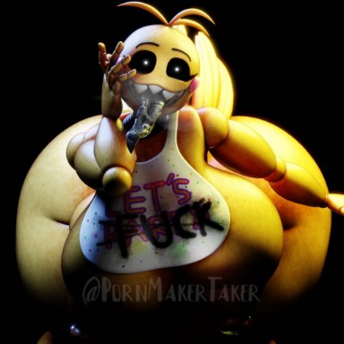 five nights at freddy's, five nights at freddy's 2, toy chica (cyanu), toy chica (fnaf), cyanu, duranomates, pornmakertaker, rexnfelix20, 1girls, animatronic, areolae, ass, ass bigger than head, bending forward, bent forward