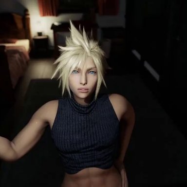 final fantasy, final fantasy vii, final fantasy vii remake, barret wallace, cloud strife, tscd rendering, anal, anal insertion, anal sex, androgynous, athletic, athletic male, big ass, big penis, blonde hair