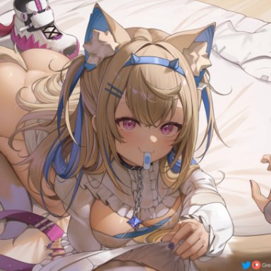 hololive, hololive english, hololive english -advent-, fuwamoco, fuwawa abyssgard, mococo abyssgard, greatodoggo, 2girls, animal ears, ass, blonde hair, breasts, dog girl, female, female pov