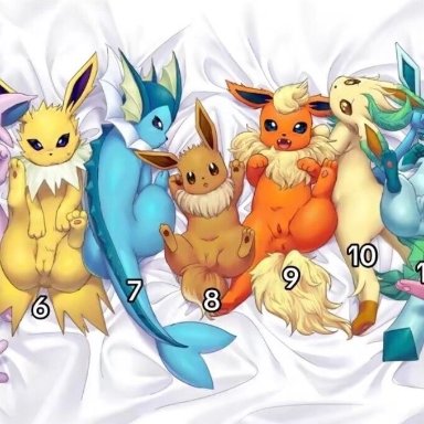 nintendo, pokemon, eevee, eeveelution, espeon, flareon, generation 1 pokemon, generation 2 pokemon, generation 4 pokemon, glaceon, jolteon, leafeon, pokemon (species), sylveon, umbreon