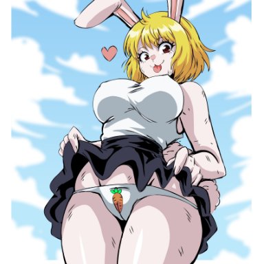 one piece, carrot (one piece), lewdamone, 1girls, anthro, blonde hair, bunny girl, female, furry, panties, rabbit, solo, tagme