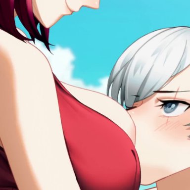 rwby, summer rose, weiss schnee, segal03, tamamoice, 1futa, 1girls, ambiguous penetration, big breasts, big penis, breast sucking, breastfeeding, breastfeeding during sex, breasts, clothed
