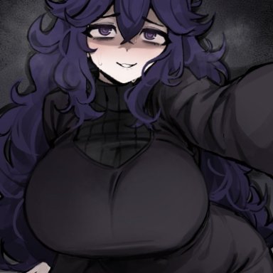 black souls, game freak, pokemon, pokemon xy, hex maniac, nago purin, 1girls, big breasts, black dress, breast focus, breasts, clothing, dress, female, female only