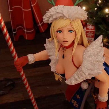 christmas, fatal fury, king of fighters, snk, bonne jenet, alicecry, ambiguous penetration, christmas outfit, clothed sex, cum, cum in pussy, cum inside, dark skin, dark-skinned male, sex from behind