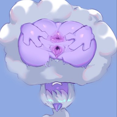 palworld, dazzi (pal), raijin daughter, squishheed, anthro, anus, ass, ass focus, blue sky, clitoris, cloud, colored skin, dazzi, female, floating