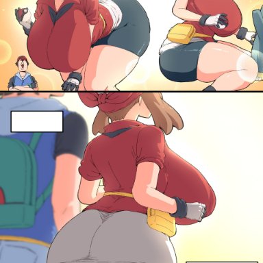 pokemon, may (pokemon), woohyoot, ass, ass focus, big ass, big breasts, big nipples, huge ass, huge breasts, nipples, thick thighs, tights