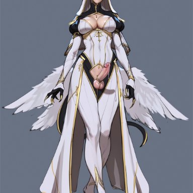 original, tarakanovich, angel, angel wings, blindfold, breasts, claws, cleavage cutout, clothing cutout, cock ring, covered navel, covered nipples, crotch cutout, facing viewer, female