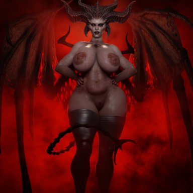 diablo, diablo 4, lilith, lilith (diablo), doublejeckylll, jeckylll, 1girls, athletic, athletic female, big ass, big breasts, busty, completely naked, completely naked female, completely nude