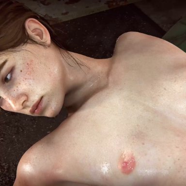 the last of us, the last of us 2, ellie (the last of us), ellie williams, trahao, 1boy, 1girls, areolae, backsack, breasts, brown hair, female, female focus, freckles, long hair
