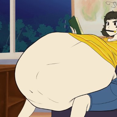 atlus, persona 5, sadayo kawakami, the fudgeman, 1girls, big belly, big breasts, huge belly, vore, vore belly, tagme, video