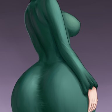 one-punch man, fubuki (one-punch man), binibon123, 1girls, ass, big ass, big breasts, big butt, breasts, female, female focus, female only, green hair, huge ass, huge butt