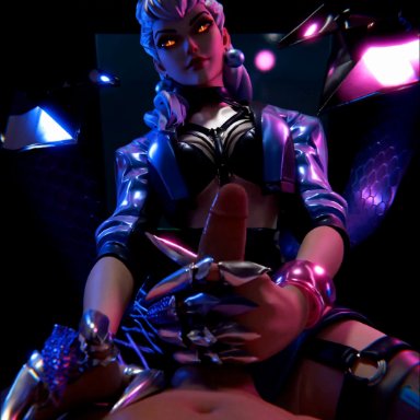 k/da all out series, league of legends, riot games, evelynn, k/da all out evelynn, evilaudio, jellyfishjubilee, pedman, 1boy, 1boy1girl, 1girls, big penis, claws, clothed, clothed female